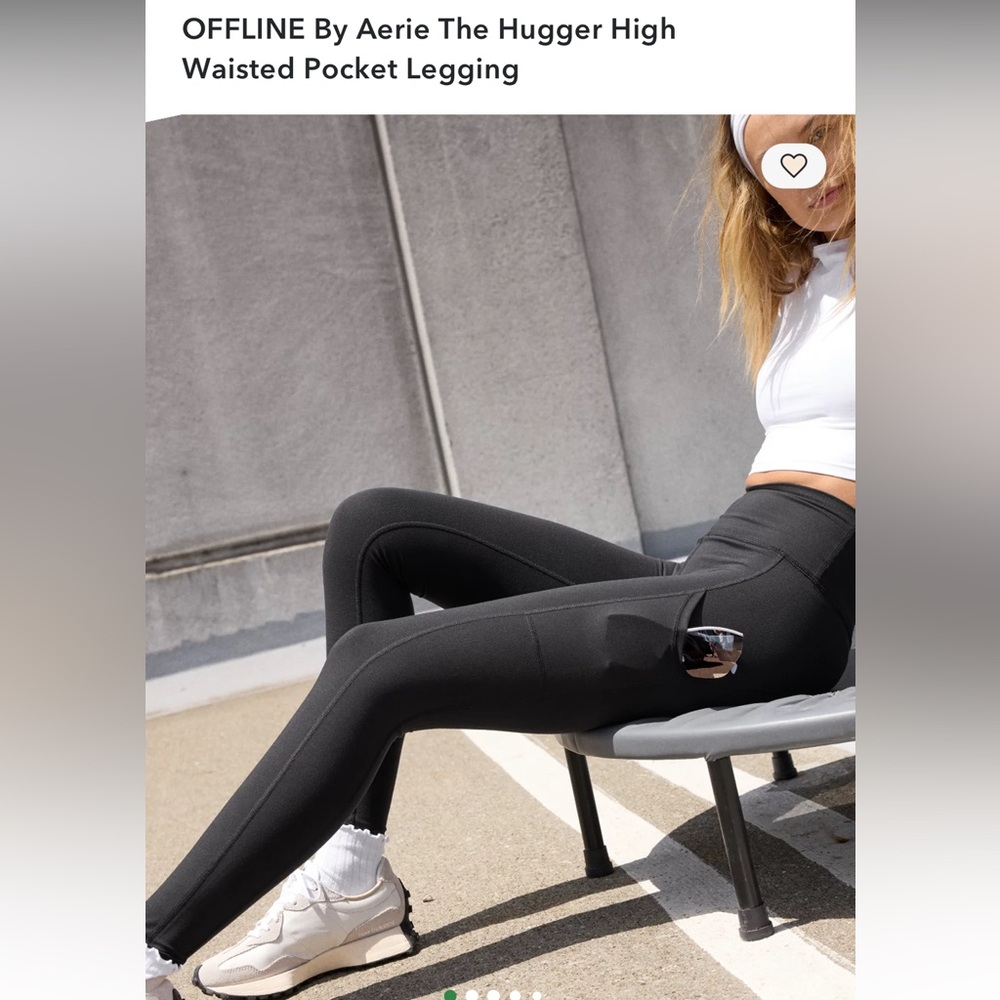 Offline by Aerie The Hugger Real good high rise black leggings with side pockets